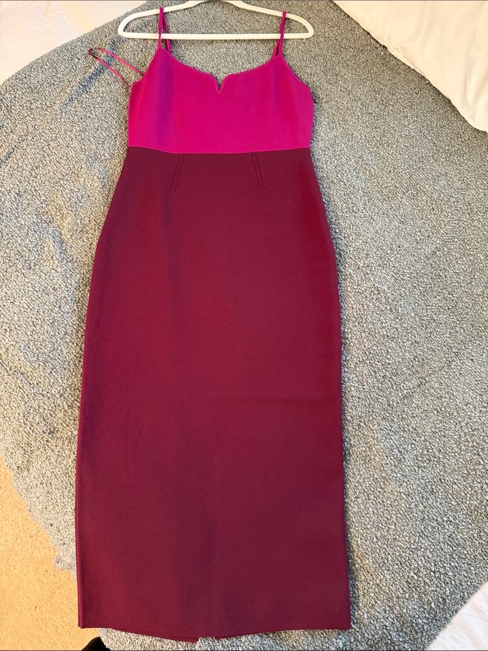 Express Two-Tone Pink and Burgundy Midi Slip Skirt